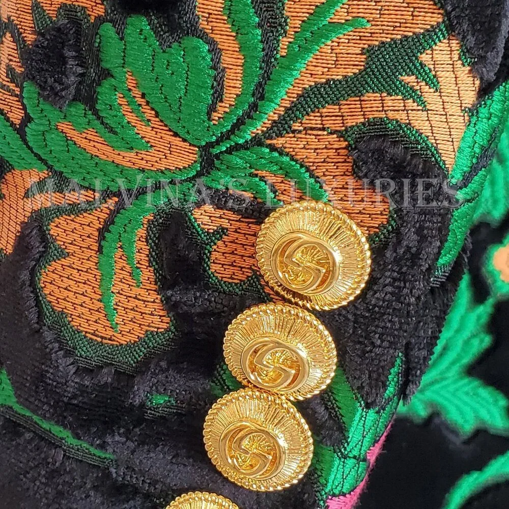 GUCCI JACKET SINGLE BREASTED VELVET JAQUARD FLORAL BLAZER sz IT 40 US 4 - Picture 8 of 14